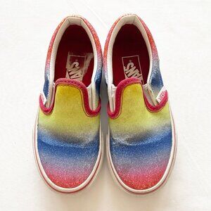 Vans Rainbow Glitter Slip On Sneakers size 10.5